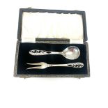 Boxed Danish silver spoon and fork