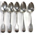 5 Antique silver table spoons weight 208g