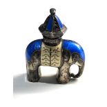 Vintage silver and enamel elephant pepper