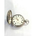 Antique silver full hunter verge fusee pocket watch Spackman movement will wind and tick but sold as