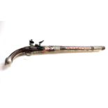 Fine large 19th century ottoman coral and silver mounted pistol