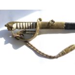 Antique Navy Officer's sword by Manton & Co, with etched blade, brass bowl and original brass-