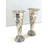 Pair of Victorian silver bud vase height 11.5cm