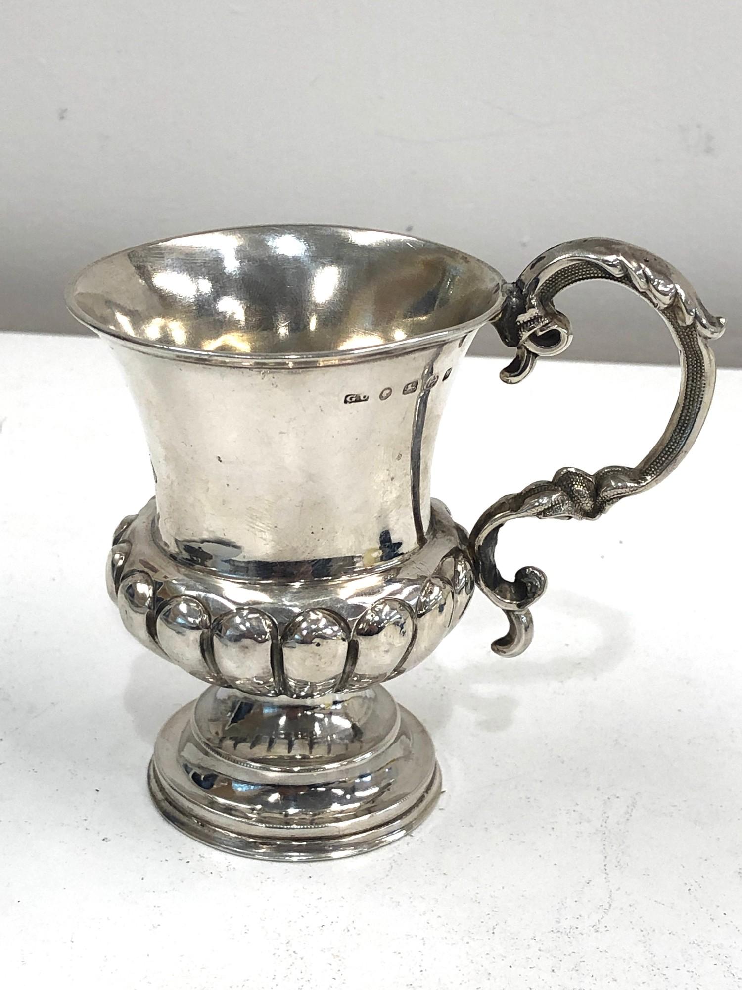 Victorian silver christening mug by George unite Birmingham silver hallmarks - Image 4 of 4