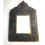 19th century Indian Kashmiri enamelled gilded brass frame