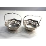 Pair of antique silver sweet baskets London silver hallmarks weight 180g