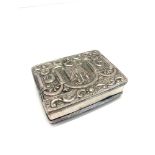 Antique Persian silver 2 lidded box measures 8cm by 6cm height 2.2cm