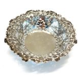 Pierced silver sweet dish london silver hallmarks measures approx 11.5 cm dia
