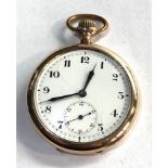 Antique gold plated Minerva pocket watch good clean watch winds and ticks 10 year guaranteed case