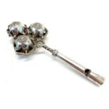 Antique continental silver babies rattle and whistle tested as silver