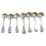 7 Antique silver mustard spoons by George Adams