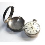 Antique Georgian silver pair case fusee verge pocket watch good overall condition