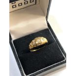 18ct gold diamond gypsy ring, ring size approx q, weight approx 3g, Good overall condition, no