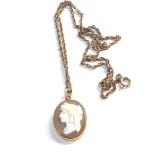 gold cameo pendant and chain