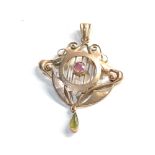 9ct gold art nouveau pendant