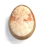 Large gold framed cameo brooch measures approx53mm by 43mm total weight 16g