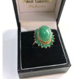 18ct Gold green gemstone cocktail ring, weight approx 3g ring size approx o/p