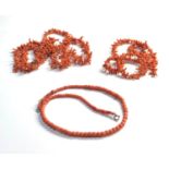 4 antique coral necklaces and bracelets