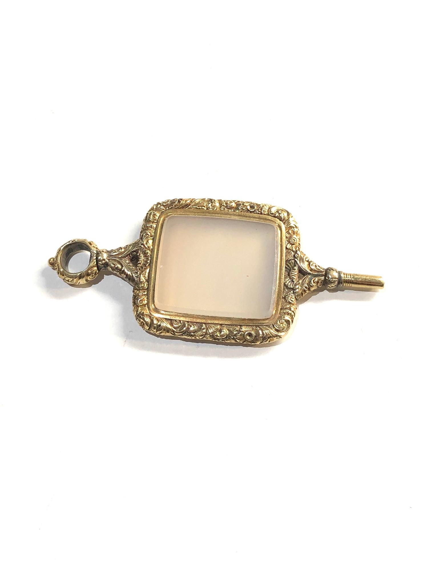 large gold agate set Georgian watch key, approximate weight 36.8, good overall condition - Bild 3 aus 3