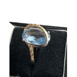 10ct Gold blue gemstone cocktail ring, ring size approx r/s