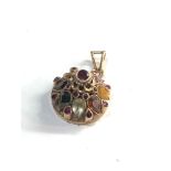 9ct Gold hareem multi gemstone pendant weight approx 3.9g