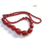 cherry amber bakelite necklace good internal streaking 153g