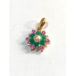 18ct gold emerald and ruby pendant