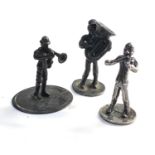 3 dutch silver miniatures 3 men playing instruments