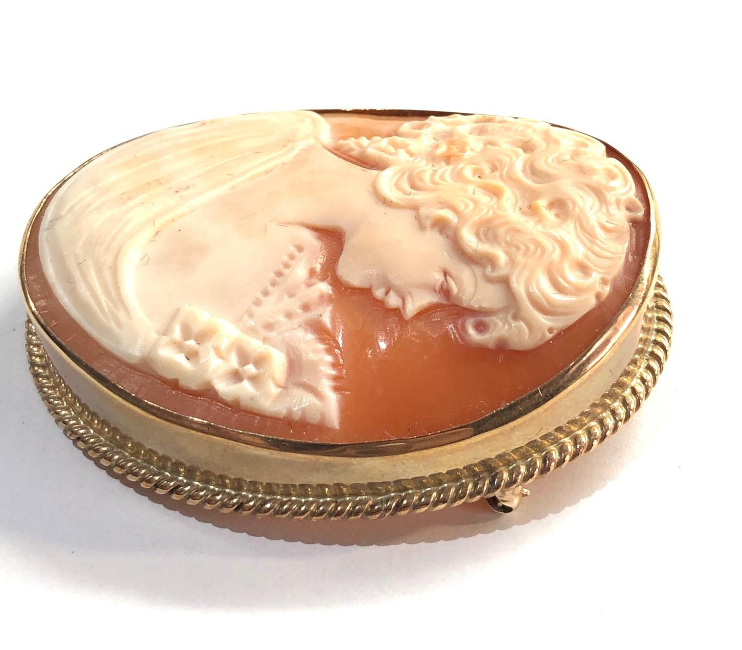 Large gold framed cameo brooch measures approx53mm by 43mm total weight 16g - Image 2 of 3