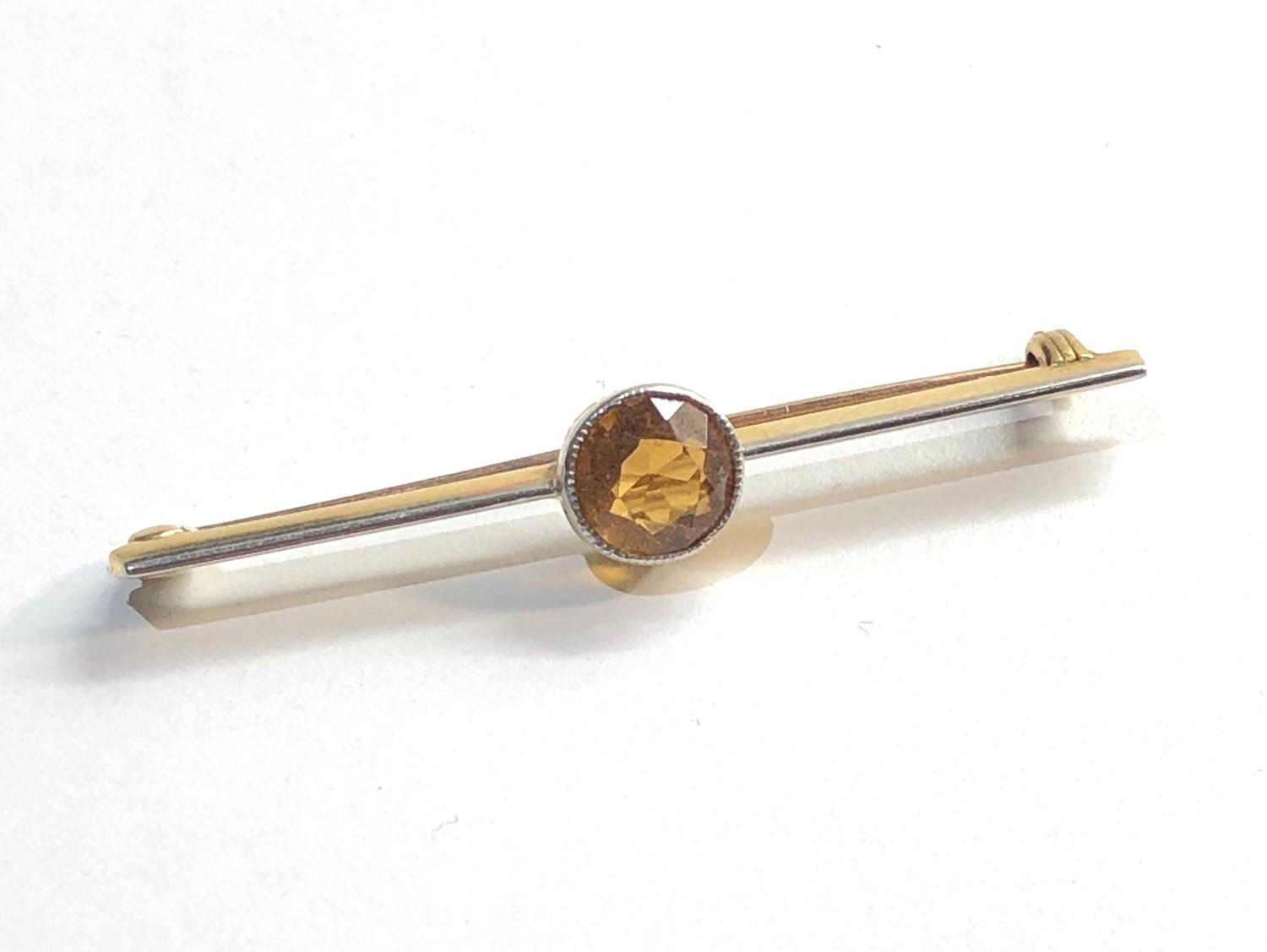 Antique high carat gold & citrine brooch measures approx49mm weight 4.3g