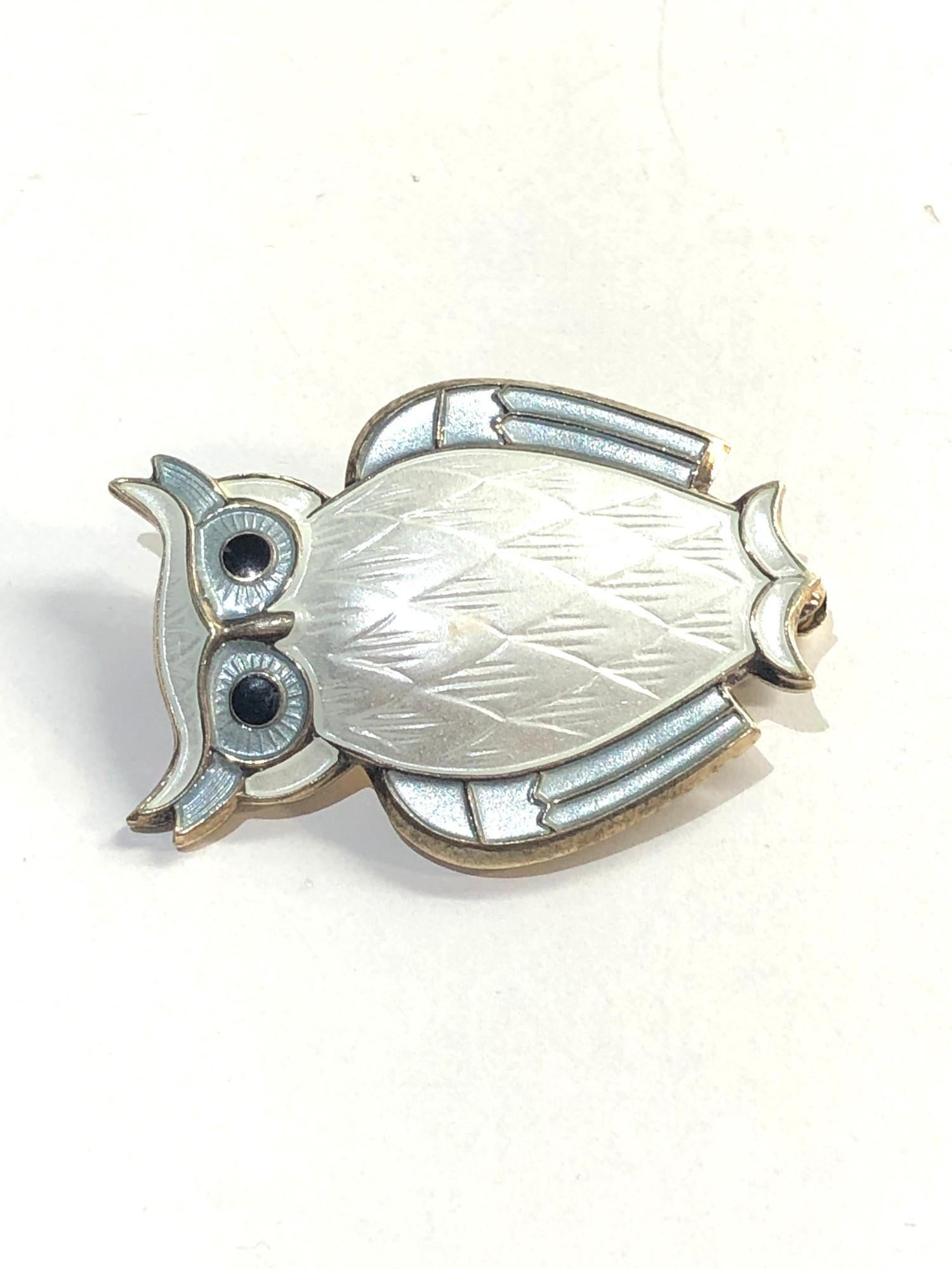 Silver & Enamel David Andersen owl brooch, this brooch is in good overall condition - Image 2 of 3