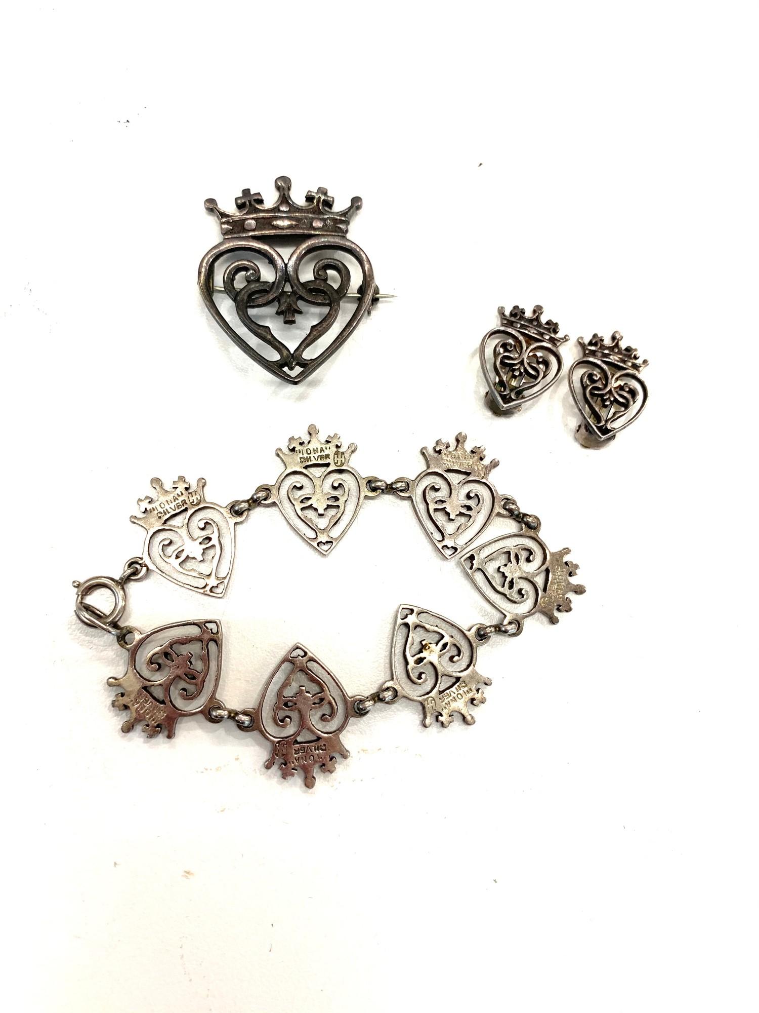 Vintage silver Iona silver brooch earrings and bracelet by john hart