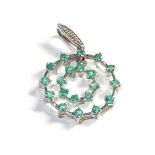 9ct gold emerald diamond pendant