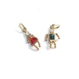 9ct gold gem set boy and girl charms