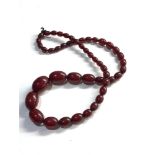 Cherry amber bakelite bead necklace 52g no internal streaking