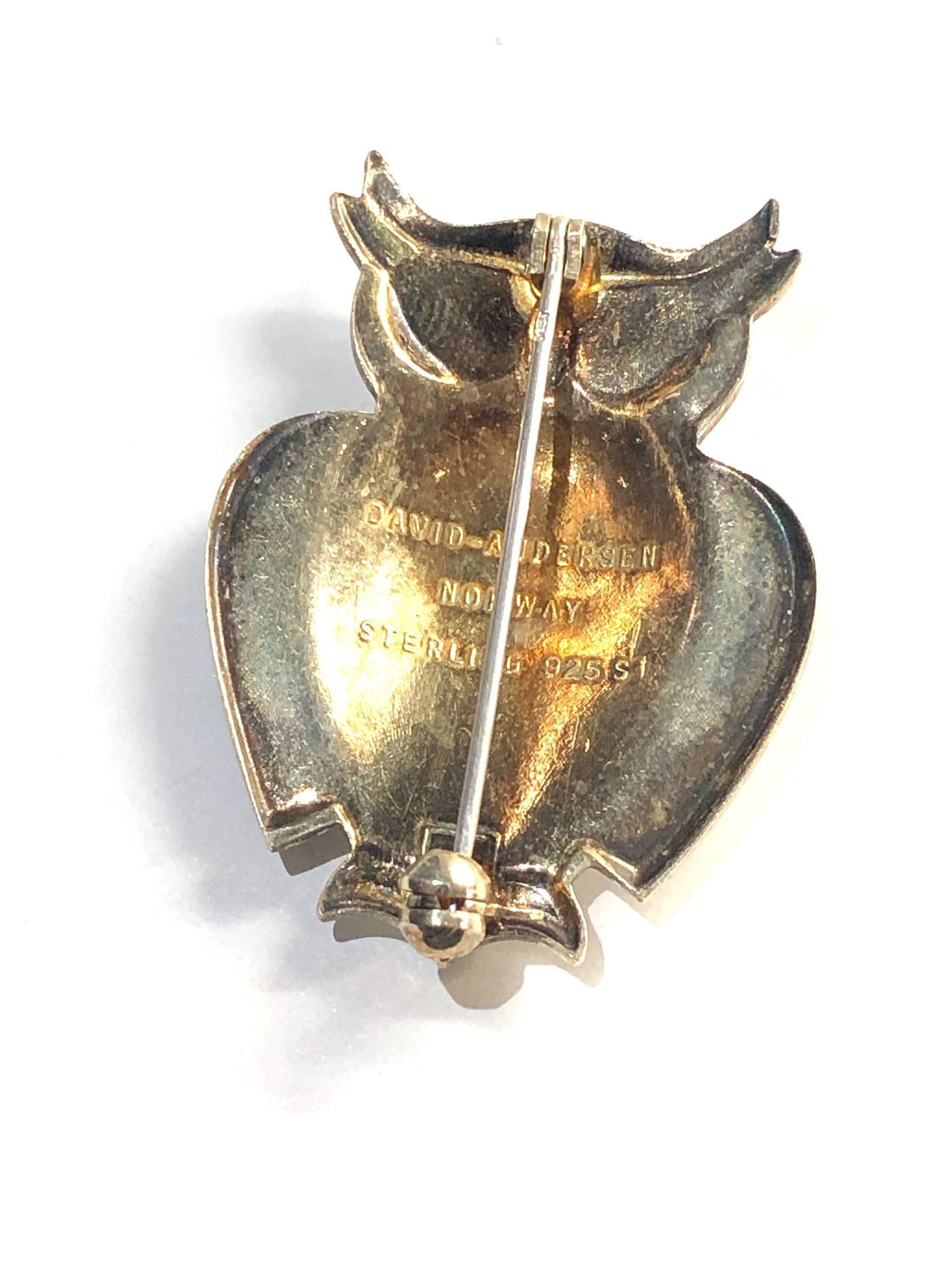 Silver & Enamel David Andersen owl brooch, this brooch is in good overall condition - Image 3 of 3