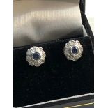 9ct gold diamond sapphire earrings