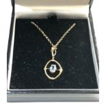 small 9ct gold gem set pendant and chain