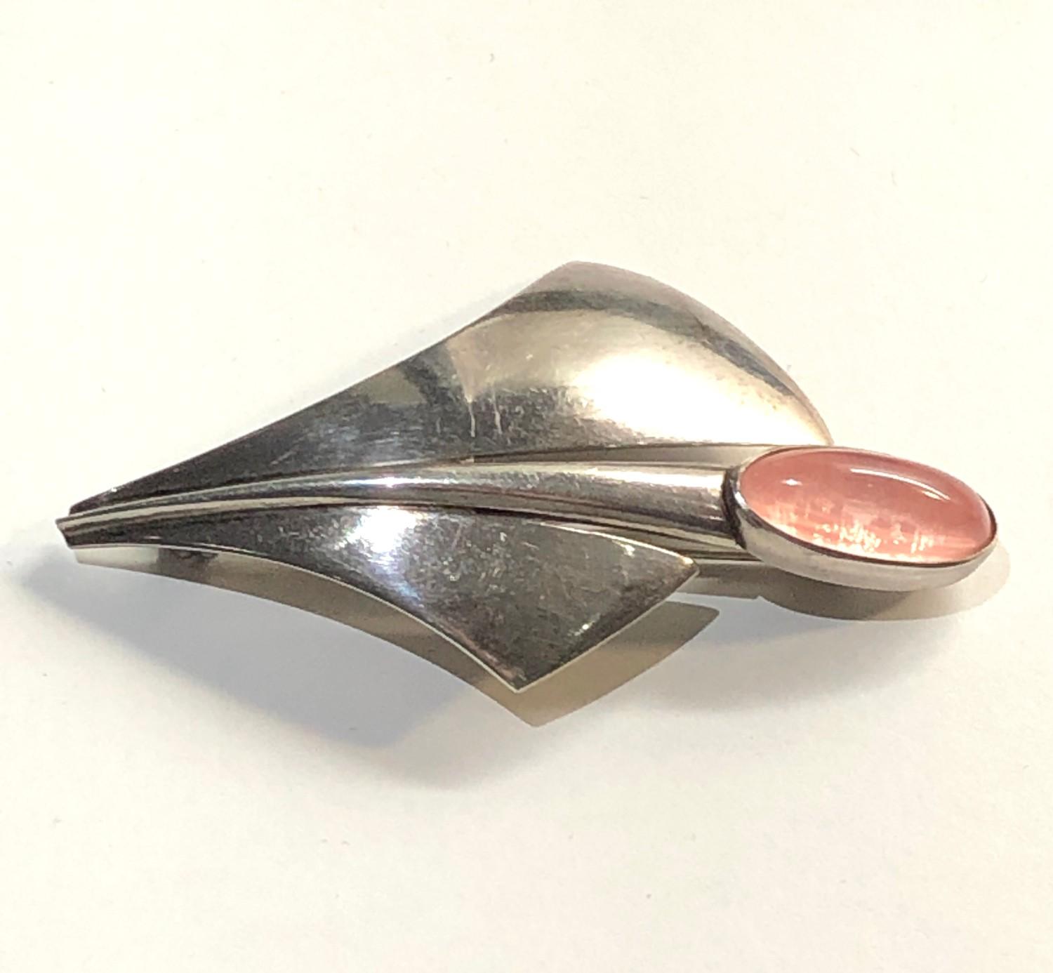 Modernist danish silver brooch by N.E.FROM measures approx 66mm by 40mm