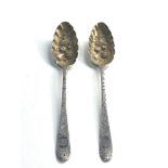 pair of Georgian silver berry spoons 120g