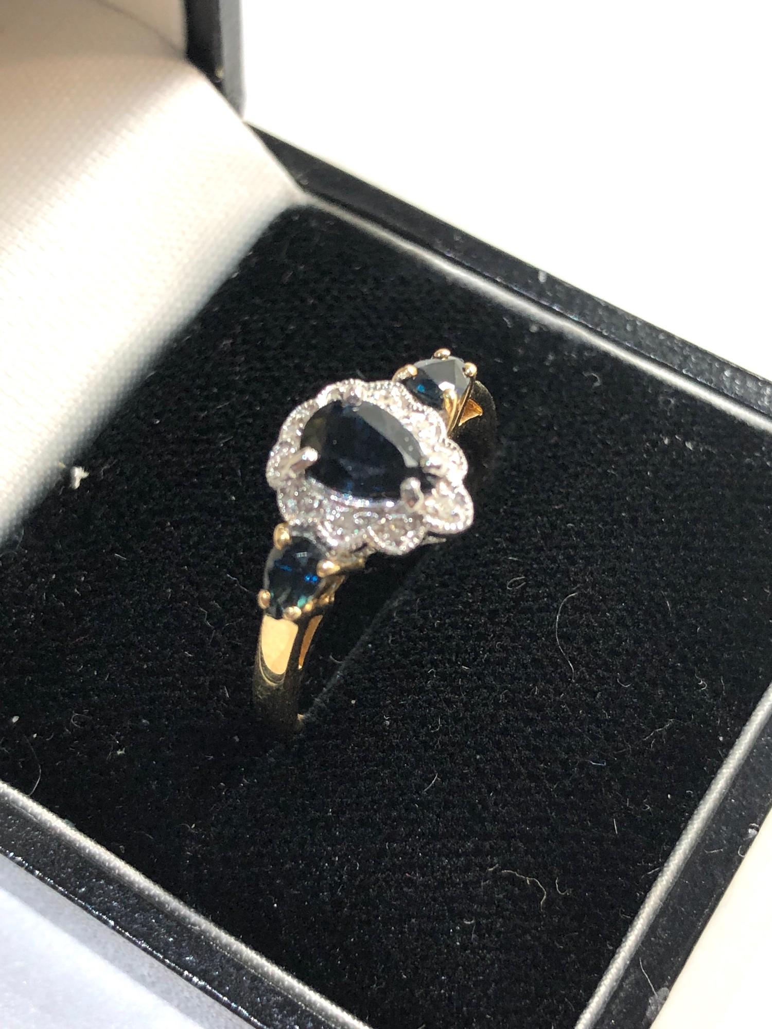 14ct gold and sapphire ring, weight approx 2.5g ring size approx p/q