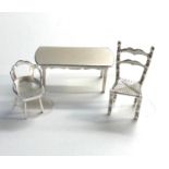 Dutch silver miniatures table and 2 chairs