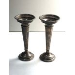 pair of antique silver bud vases