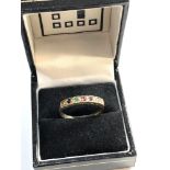 9ct gold gem set dearest band ring Ring Size S/T, weight 2g