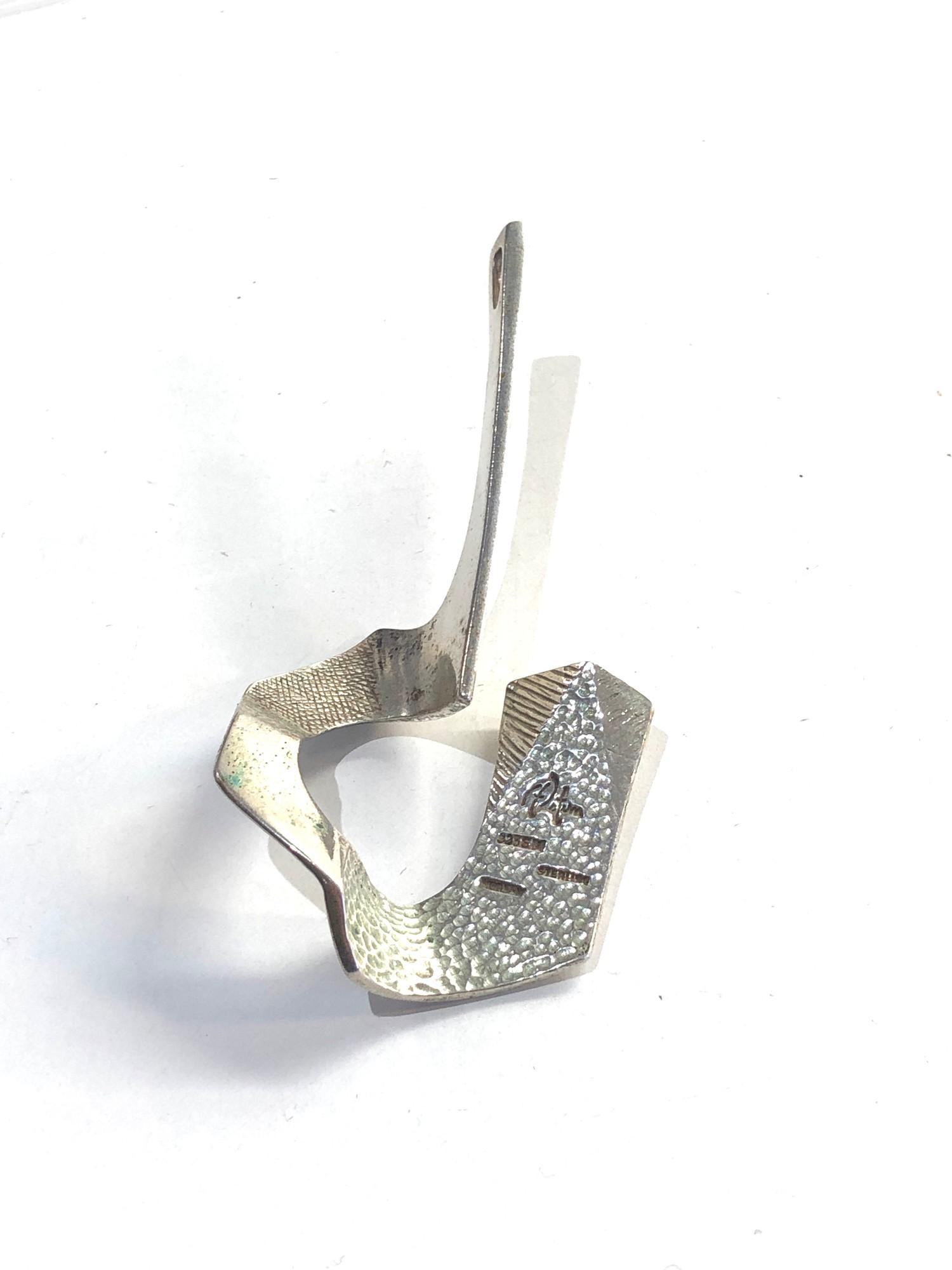 Signed Designer modernist silver pendant, approximate measurements: 85cm in length, width at - Image 2 of 3
