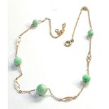 9ct gold jade necklace, overall good condition, largest jade bead measures approximately 9mm