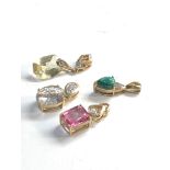 4 9ct gold gem set pendants