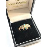 15ct gold turquoise & pearl ring, 3 small stones missing from ring, ring size approx p/q weight