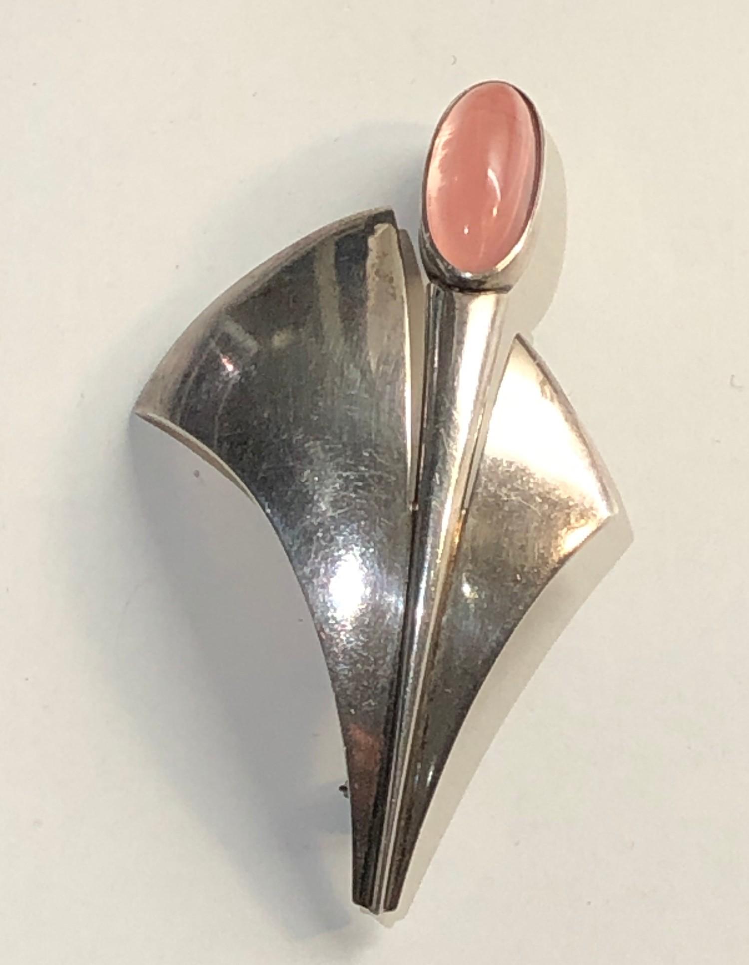 Modernist danish silver brooch by N.E.FROM measures approx 66mm by 40mm - Image 3 of 4