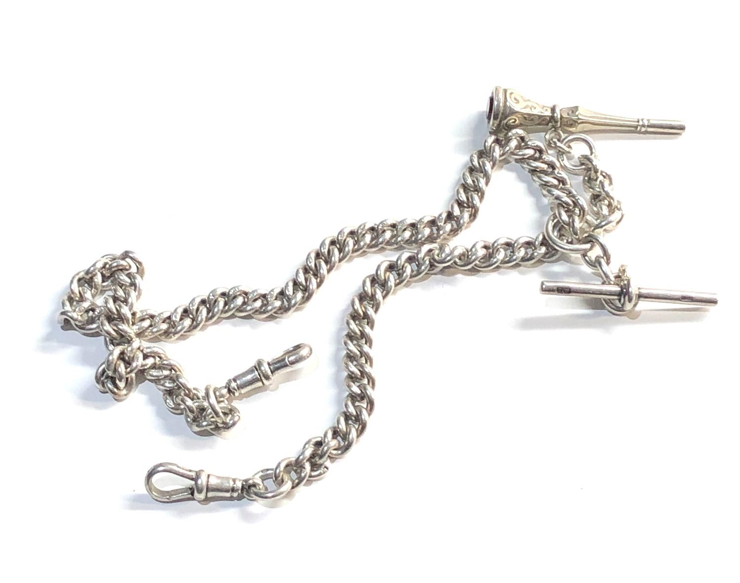 Silver double albert watch chain and fob 68g - Bild 2 aus 2